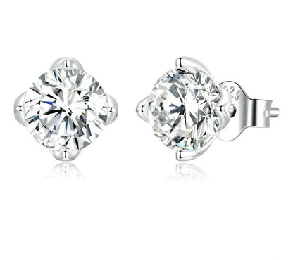 925 Sterling Silver Moissanite Stud Earrings - TEA LU SHOP