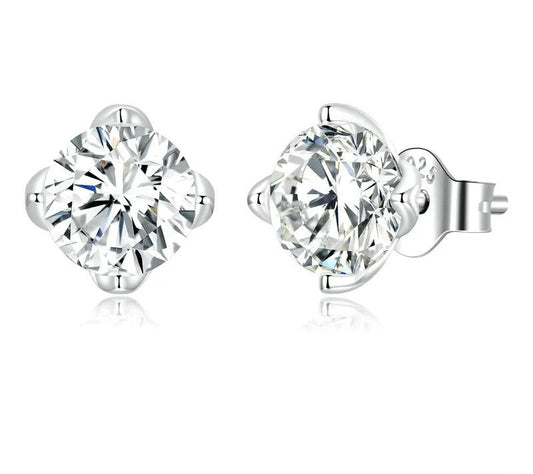 925 Sterling Silver Moissanite Stud Earrings - TEA LU SHOP
