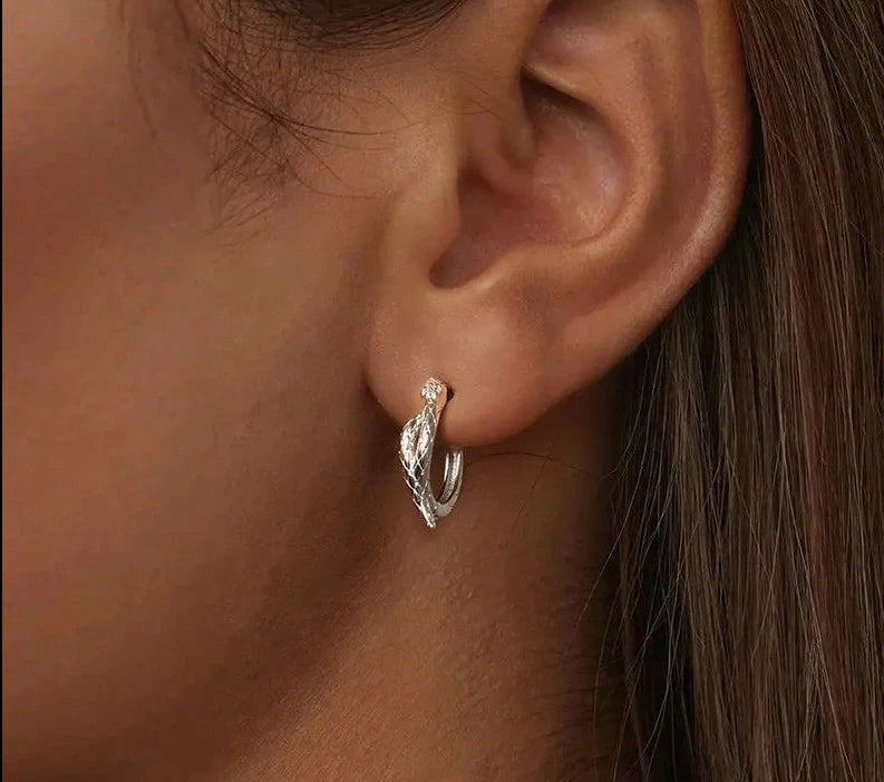 925 Sterling Silver Snake Hoop Earrings
