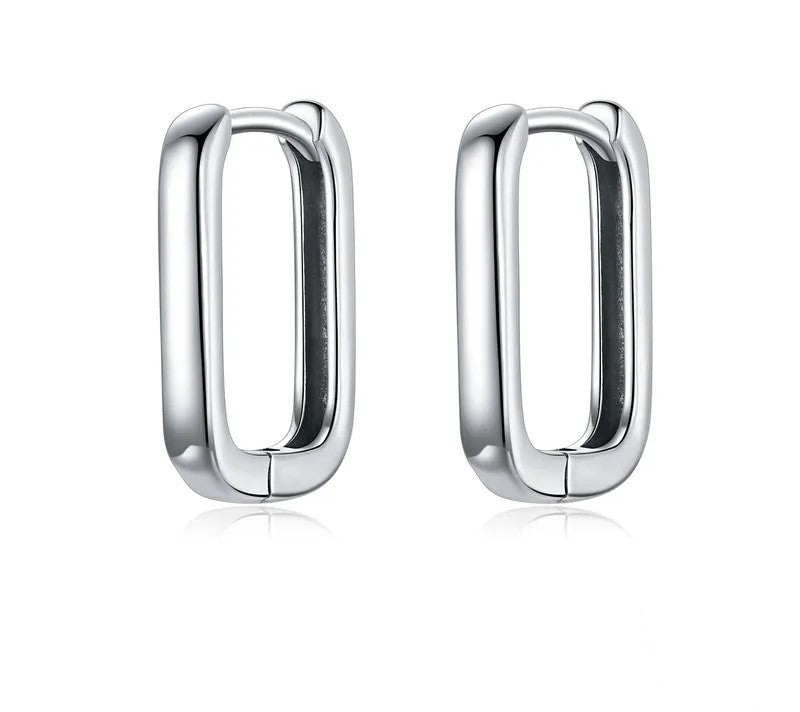 925 Sterling Silver Square Buckle Earrings - TEA LU SHOP