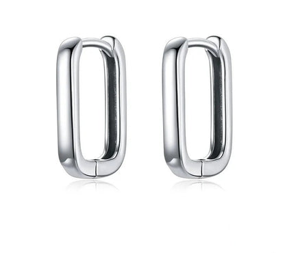 925 Sterling Silver Square Buckle Earrings - TEA LU SHOP
