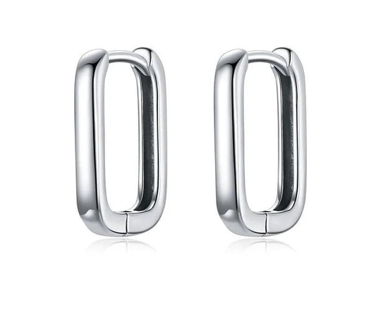 925 Sterling Silver Square Buckle Earrings - TEA LU SHOP