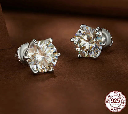 925 Sterling Silver Moissanite Stud Earrings - TEA LU SHOP
