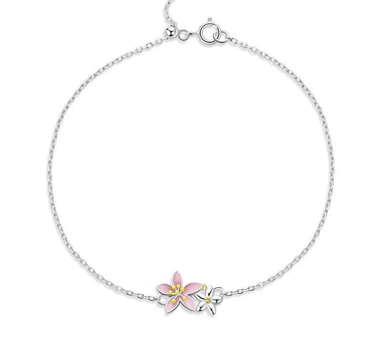 925 Sterling Silver Cherry Blossom Bracelet - TEA LU SHOP