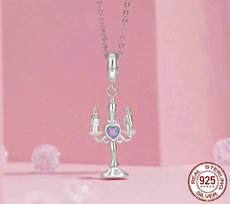 925 Sterling Silver Romantic Candlestick Pendant