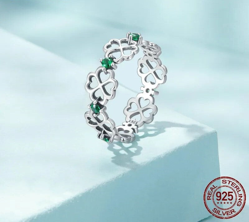 925 Sterling Silver Leaf Clover Ring - TEA LU SHOP