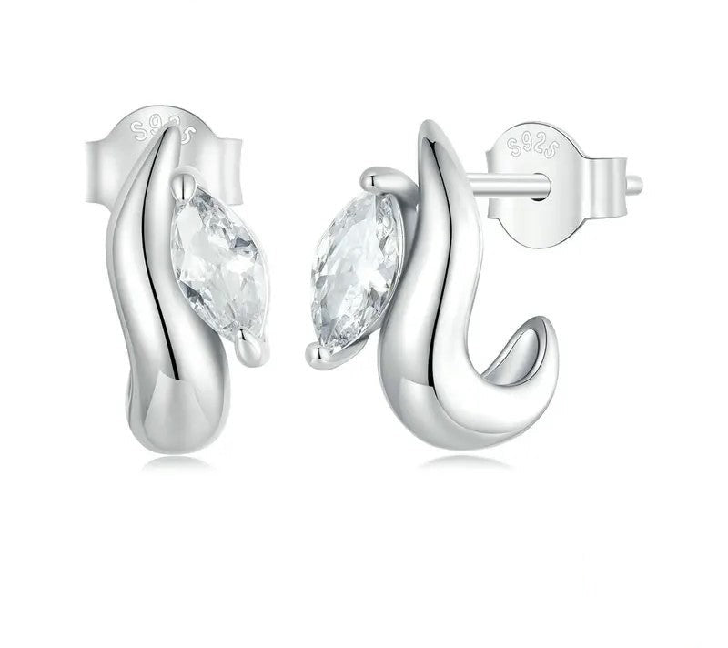 925 Sterling Silver Minimalist Geometric Stud Earrings - TEA LU SHOP