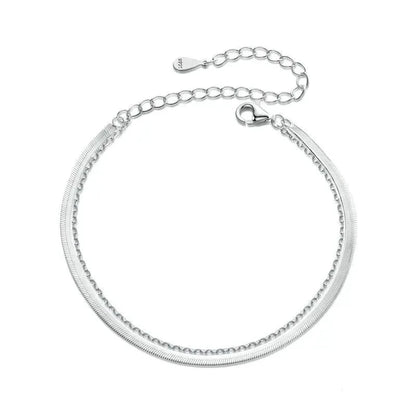 925 Sterling Silver Snake Chain Layered Bracelet