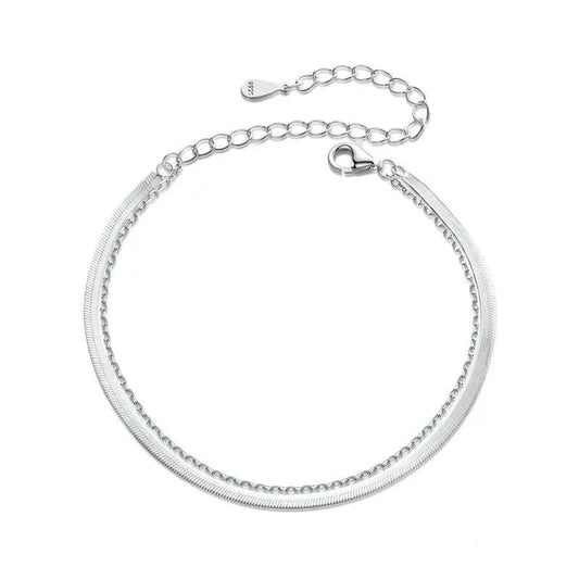 925 Sterling Silver Snake Chain Layered Bracelet