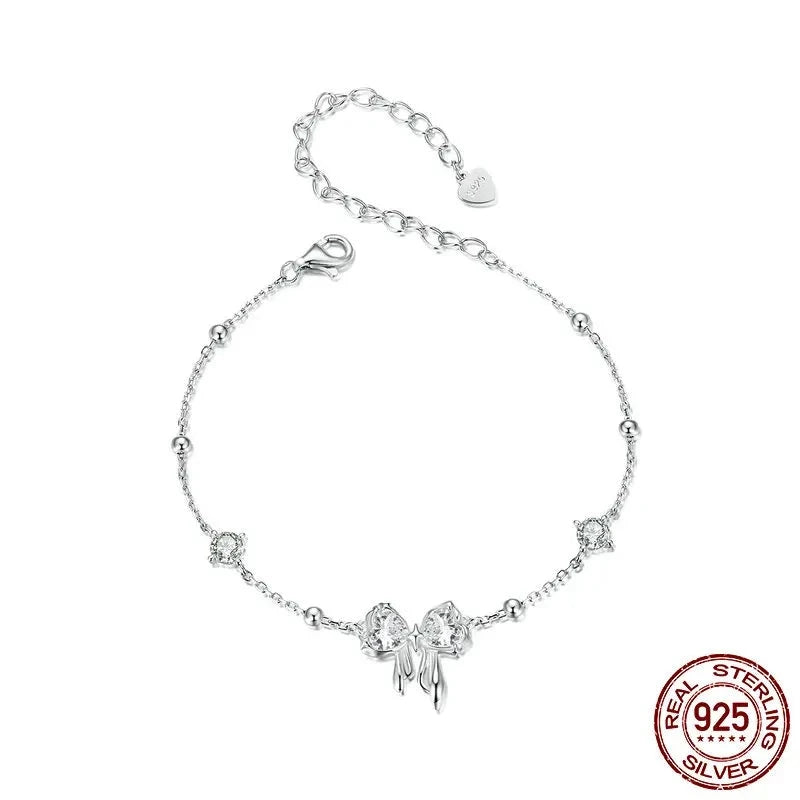 925 Sterling Silver Dazzling Bowknot Bracelet