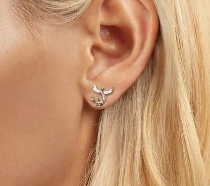 925 Sterling Silver Phoenix Stud Earrings