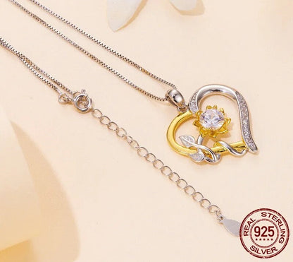 925 Sterling Silver Moissanite Heart Shape Necklace - TEA LU SHOP