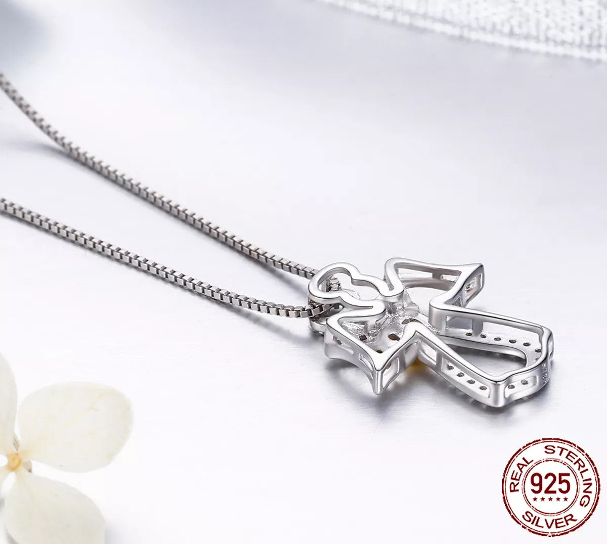 925 Sterling Silver Guardian Angel Necklace - TEA LU SHOP