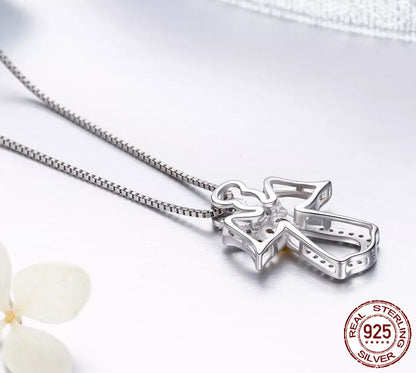 925 Sterling Silver Guardian Angel Necklace - TEA LU SHOP