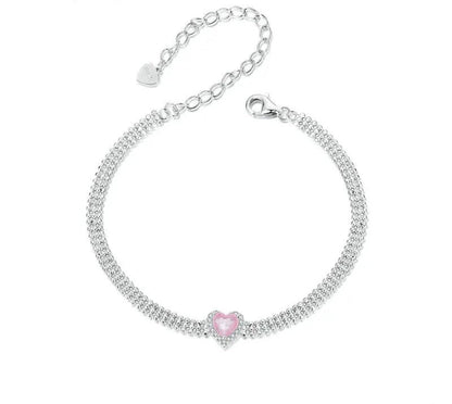 925 Sterling Silver Love Heart CZ Bracelet - Shine Bright Store