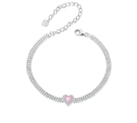 925 Sterling Silver Love Heart CZ Bracelet - Shine Bright Store
