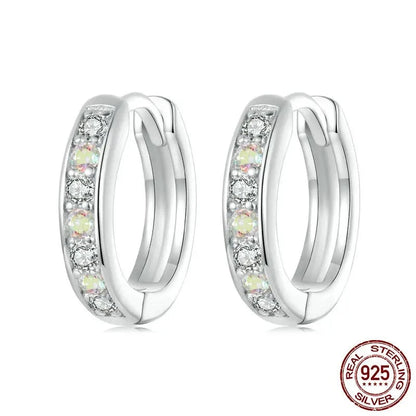 Rainbow Zircons Huggie Hoop Earrings