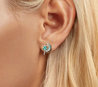 925 Sterling Silver Moon and Star Earrings - TEA LU SHOP