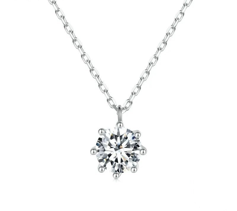 925 Sterling Silver Moissanite Necklace - TEA LU SHOP