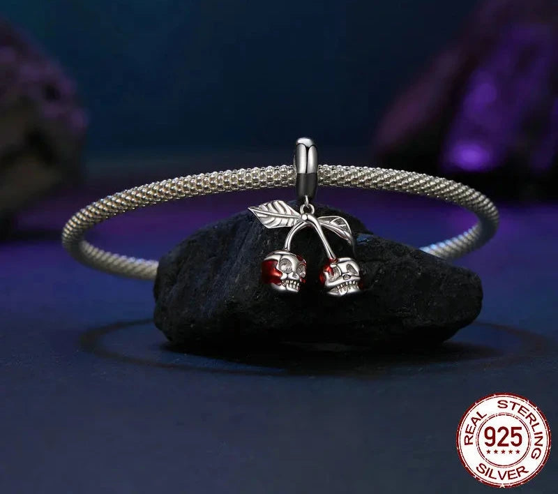 925 Sterling Silver Cherry Skull Pendant