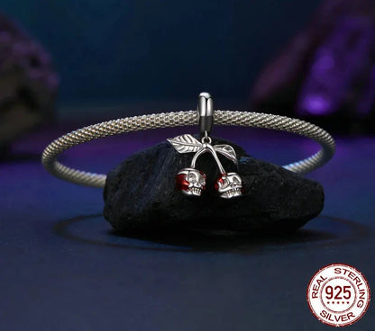 925 Sterling Silver Cherry Skull Pendant