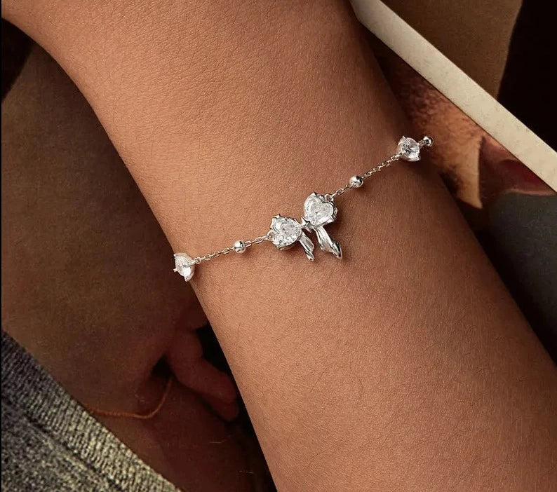 925 Sterling Silver Dazzling Bowknot Bracelet