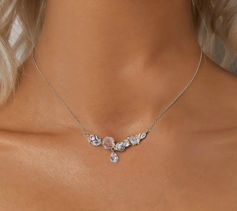 925 Sterling Silver Romantic Flower Necklace - Shine Bright Store