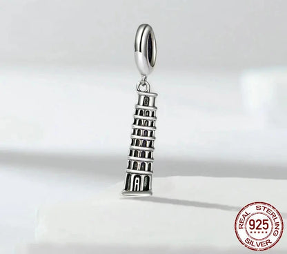 925 Sterling Silver Classic Building Tower of Pisa Charm