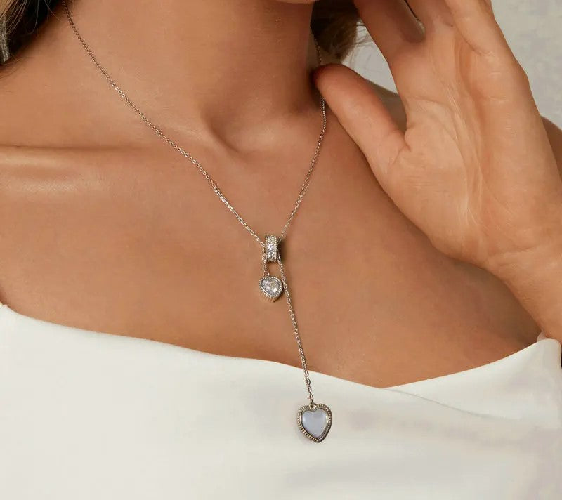 925 Sterling Silver Double Love Heart Pendant Necklace - Shine Bright Store