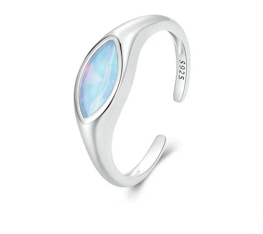 925 Sterling Silver Adjustable Evil Eye Ring - TEA LU SHOP