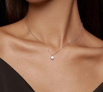 925 Sterling Silver Moissanite Necklace - TEA LU SHOP