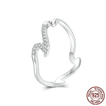 925 Sterling Silver Multiple Waves Band Ring