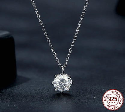 925 Sterling Silver Moissanite Necklace - TEA LU SHOP