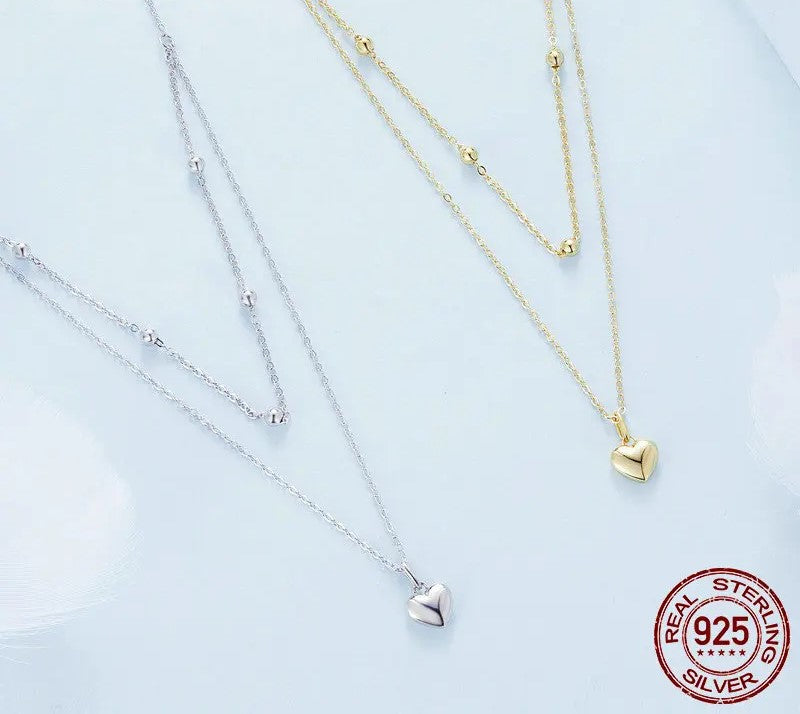 925 Sterling Silver Heart Pendant Necklace - TEA LU SHOP