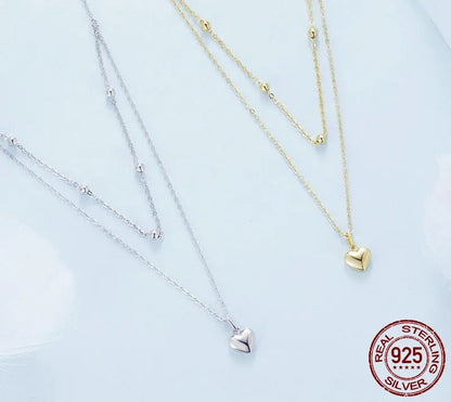 925 Sterling Silver Heart Pendant Necklace - TEA LU SHOP