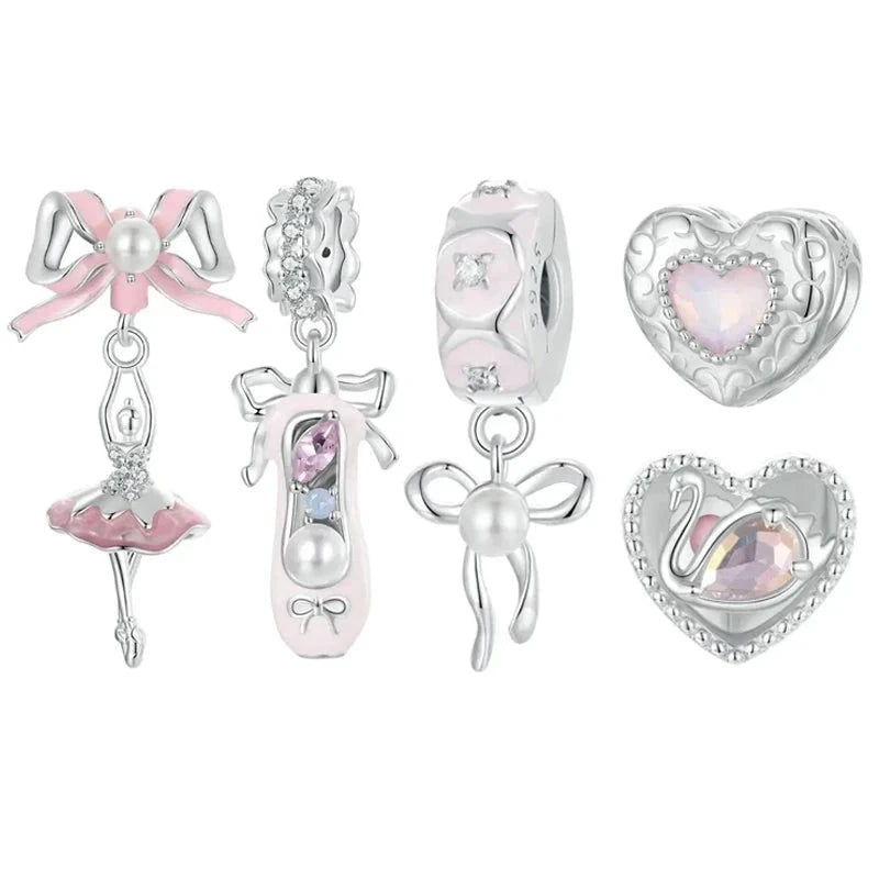 Pearl Bow Bead Charm Ballet Girl Charms