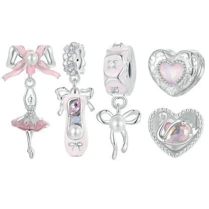 Pearl Bow Bead Charm Ballet Girl Charms