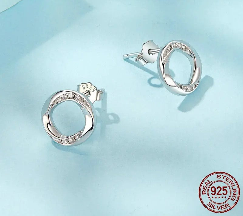 925 Sterling Silver Mobius Stud Earrings - Shine Bright Store