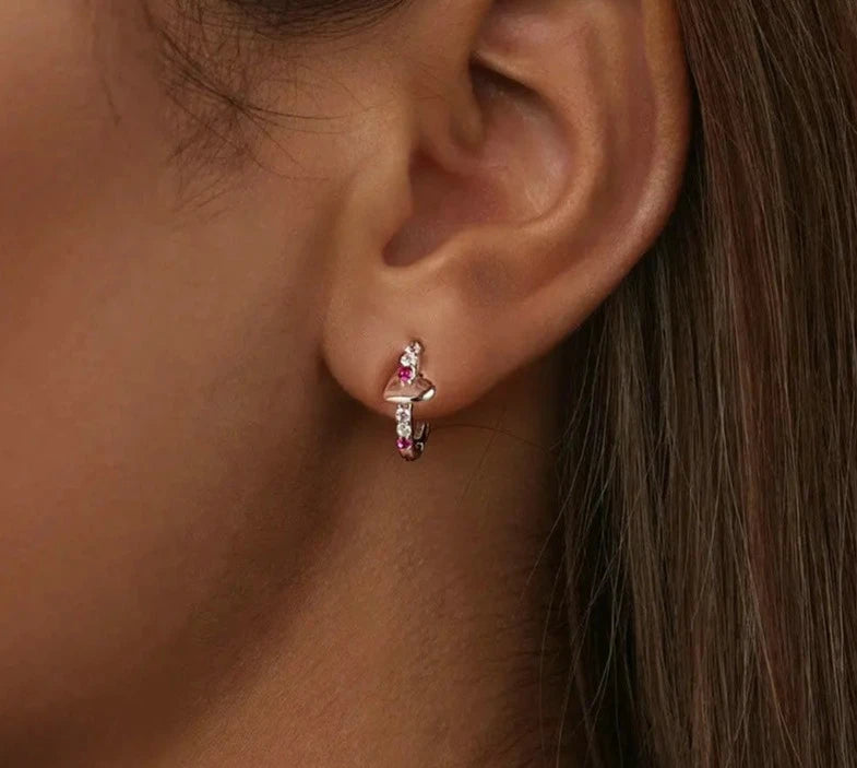 Heart Rainbow Hoop Earrings
