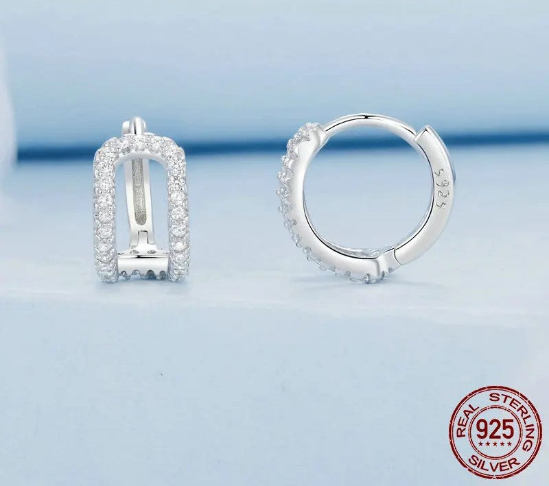 925 Sterling Silver Small Hypoallergenic CZ Hoop Earrings - Shine Bright Store