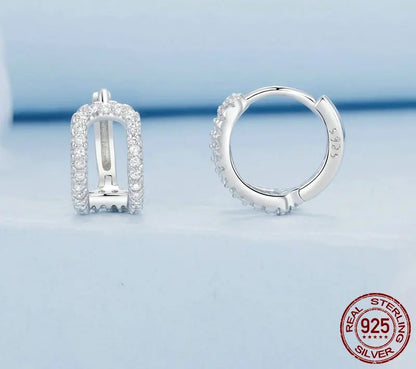 925 Sterling Silver Small Hypoallergenic CZ Hoop Earrings - Shine Bright Store