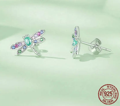925 Sterling Silver Dragonfly Stud Earrings - TEA LU SHOP