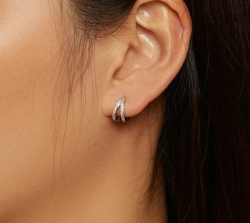 925 Sterling Silver Classic Zircon Geometry Earrings - TEA LU SHOP
