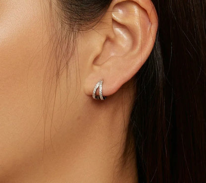 925 Sterling Silver Classic Zircon Geometry Earrings - TEA LU SHOP