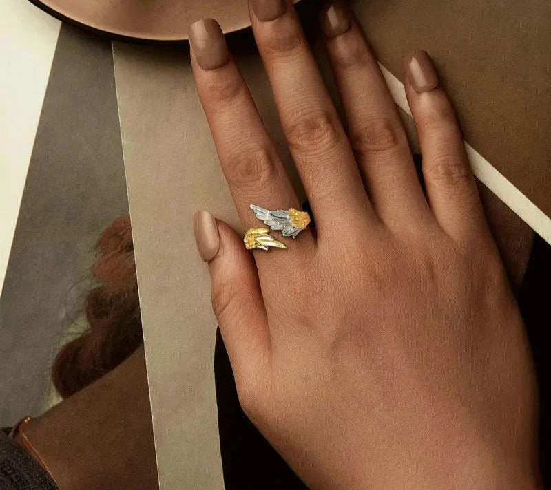 925 Sterling Silver Angel Wing Ring