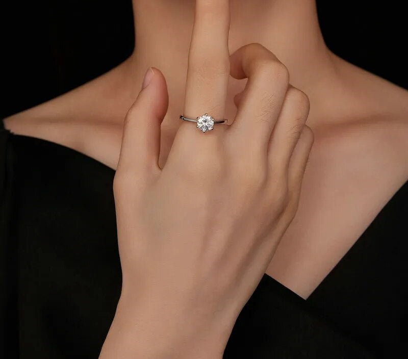 925 Sterling Silver Moissanite Ring - TEA LU SHOP