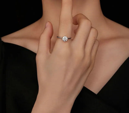 925 Sterling Silver Moissanite Ring - TEA LU SHOP
