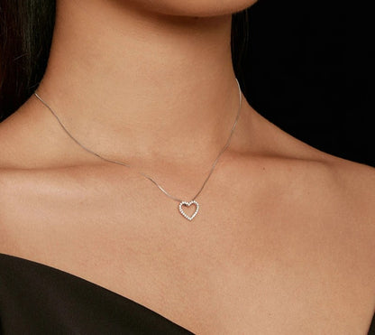 925 Sterling Silver Minimalist Moissanite Heart Necklace - TEA LU SHOP
