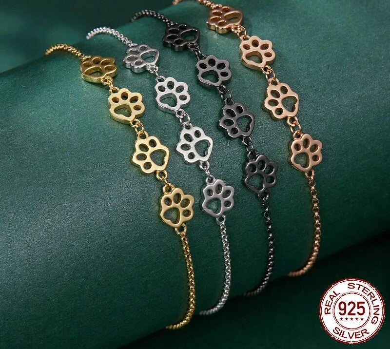 925 Sterling Silver Cute Pet Paw Bracelet - TEA LU SHOP