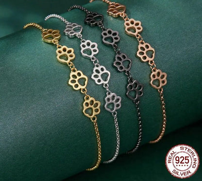 925 Sterling Silver Cute Pet Paw Bracelet - TEA LU SHOP